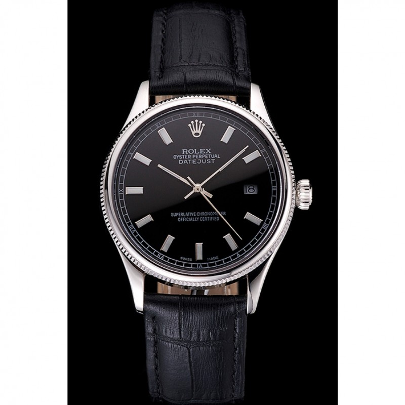 High End Replica Watches Swiss Rolex Datejust Black Dial Stainless Steel Case And Bracelet-1