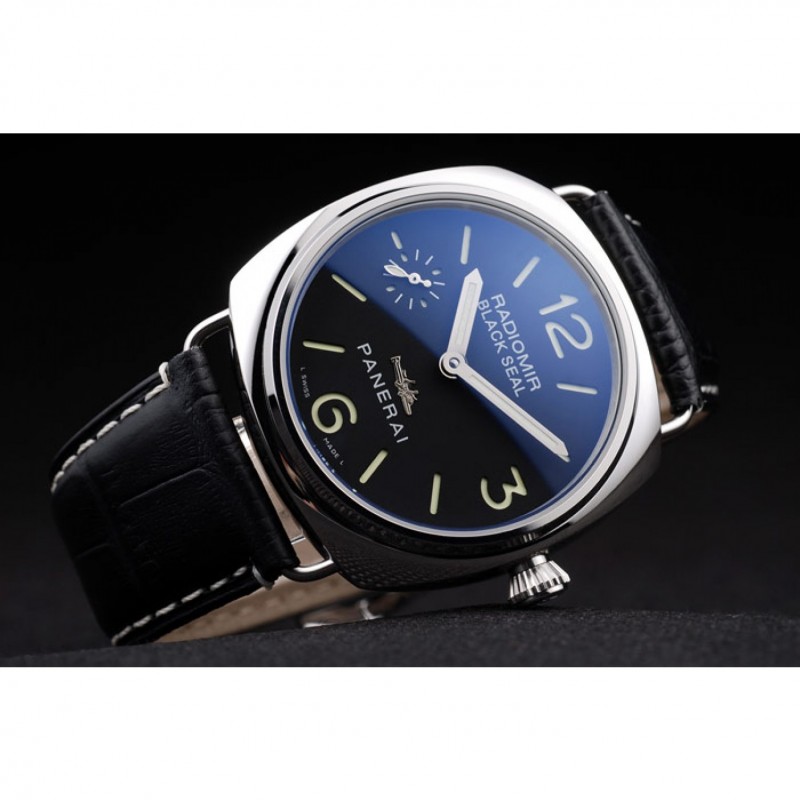 Panerai Radiomir Polished Stainless Steel Case Black Dial Black Leather Strap 98140-3