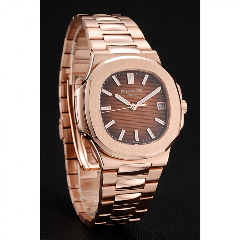 Swiss Patek Philippe Nautilus Dark Brown Dial Stainless Steel Bracelet 1453949-1