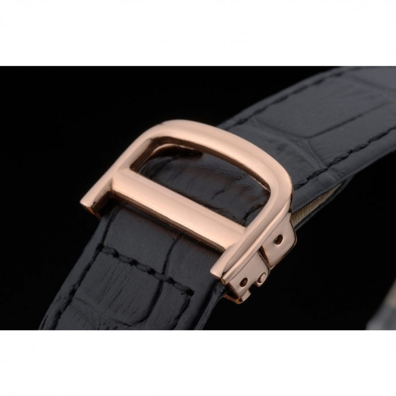 Cartier Tank Anglaise 30mm White Dial Gold Case Black Leather Bracelet-5