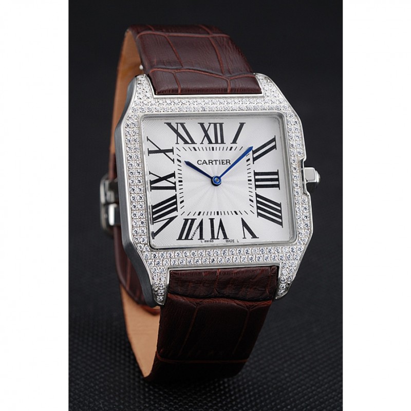 Cartier Santos 100 Diamond Silver Bezel 621926-1
