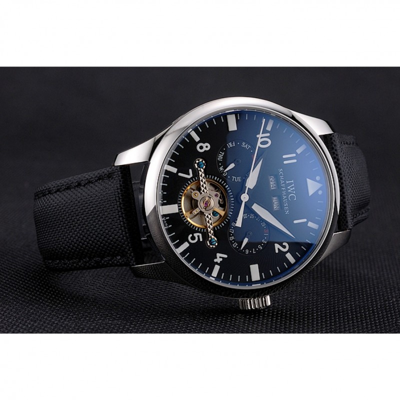 IWC Pilot Tourbillon Black Dial Stainless Steel Case Black Textile Strap-3