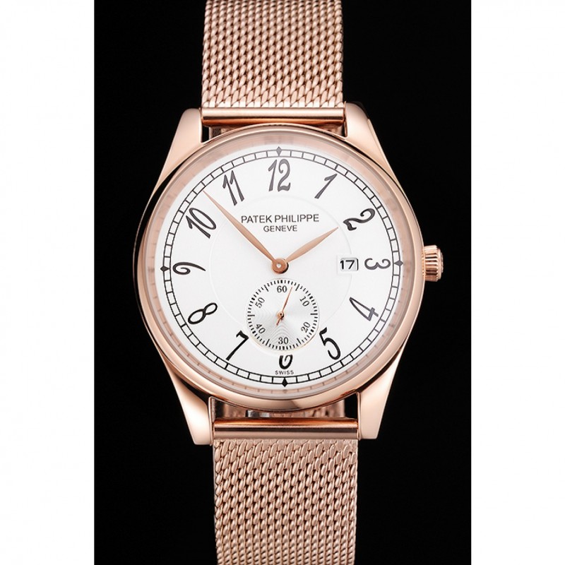 Patek Philippe Calatrava Small Seconds White Dial Rose Gold Case And Bracelet-1