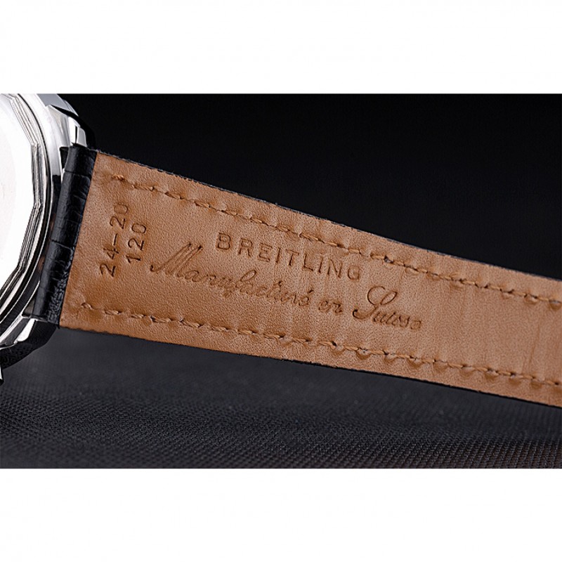 Breitling Transocean Chronograph Unitime Black Dial Stainless Steel Case Black Leather Bracelet 622242-8