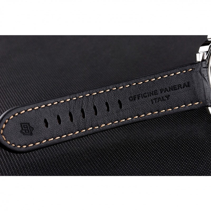 Panerai Luminor Automatic Power Reserve Black Embossed Dial Stainless Steel Case Black Leather Strap-6