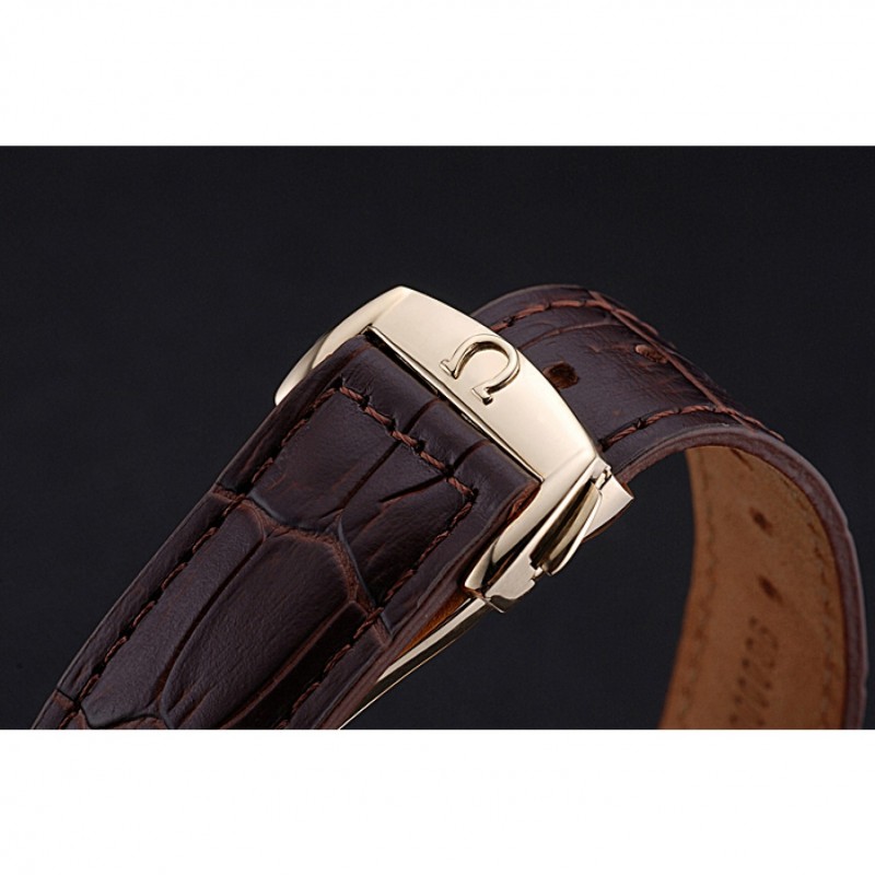 Cheap Omega Seamaster Planet Ocean GMT White Dial Gold Case Brown Leather Band 622399-5