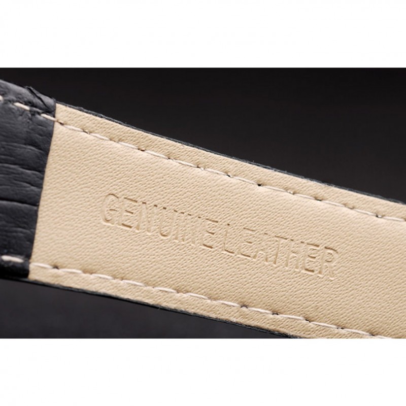 Patek Philippe Geneve Calatrava Crystal Studded Hour Marker Black Dial Black Leather Strap 98170-6