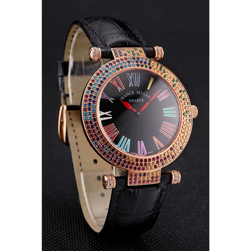 Franck Muller Double Mistery 4 Saisons Black Dial Rose Gold Case Black Leather Strap-2