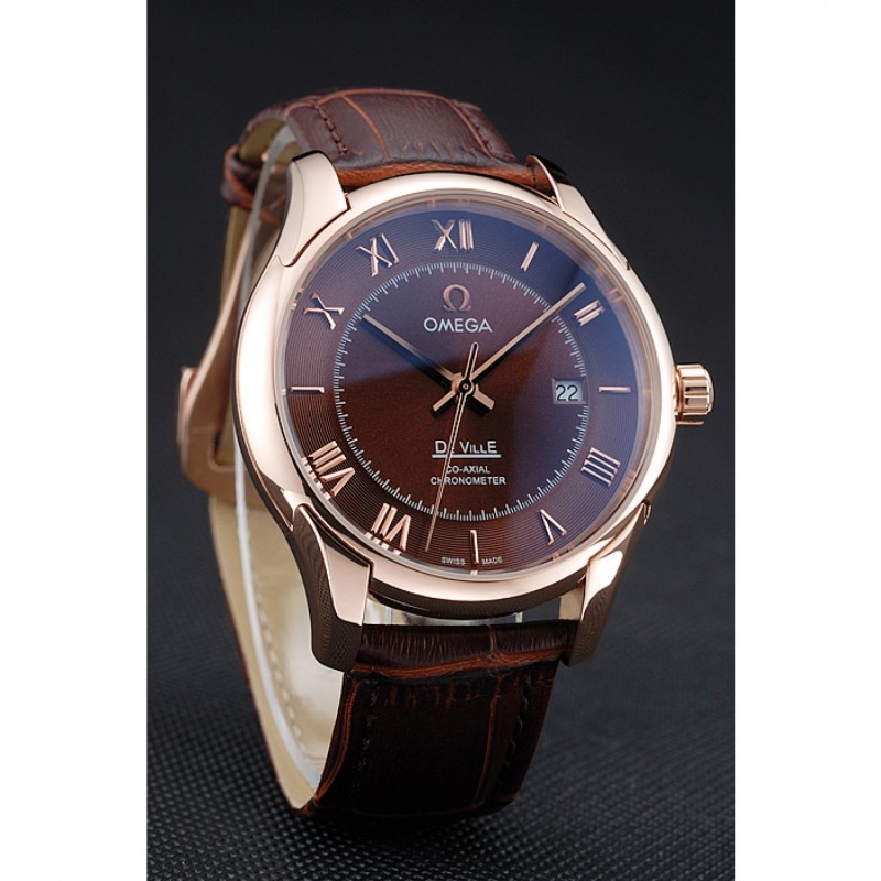 Omega DeVille Brown Dial Gold Case Brown Leather Strap 622831-2