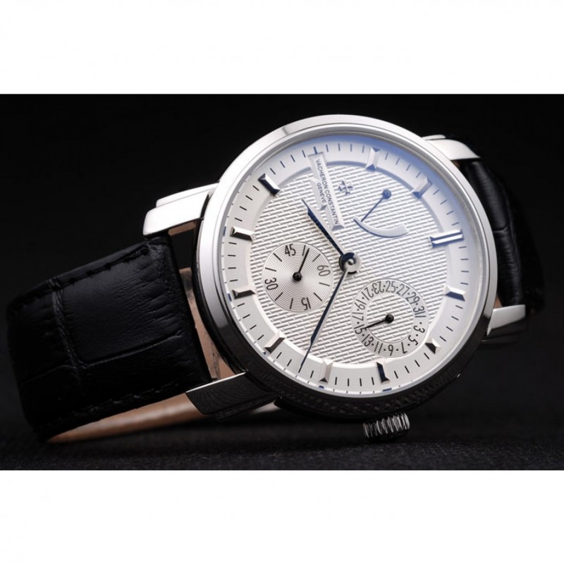 Vacheron Constantin Malte Power Reserve White Dial Stainless Steel Case Black Leather Bracelet-3