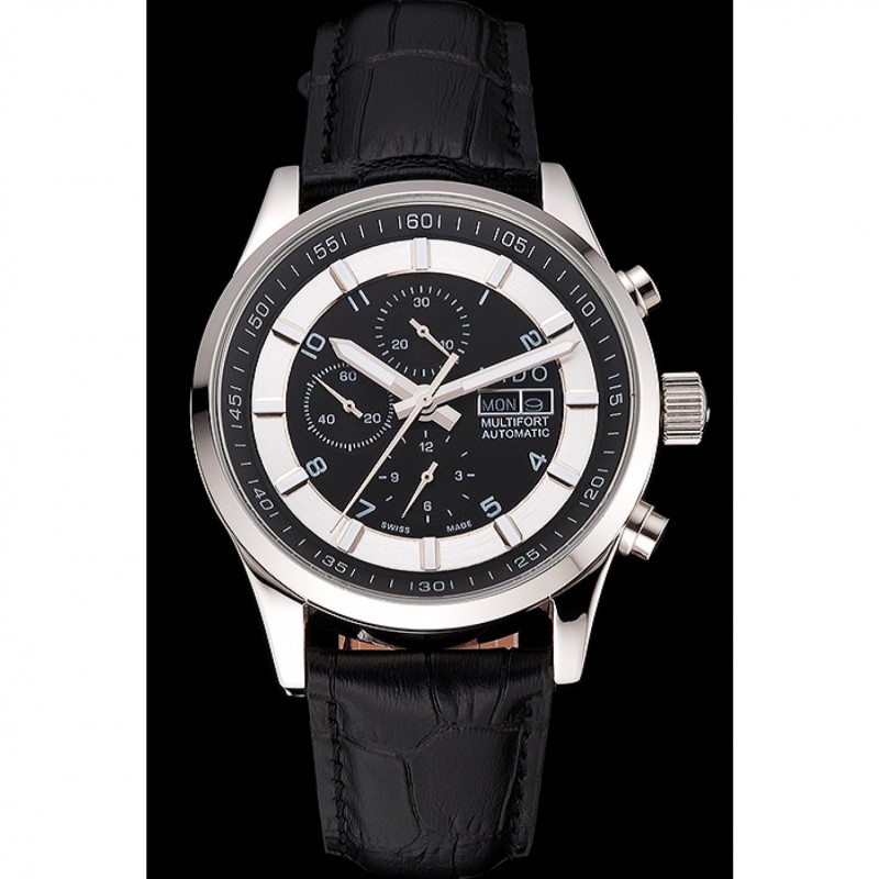 Mido Multifort Cronograph 2 Tone Dial Black Leather Strap 622184-1