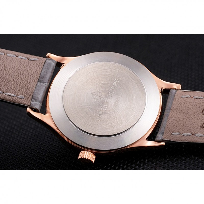 Patek Philippe Calatrava Gray Dial Rose Gold Case Gray Leather Strap-7