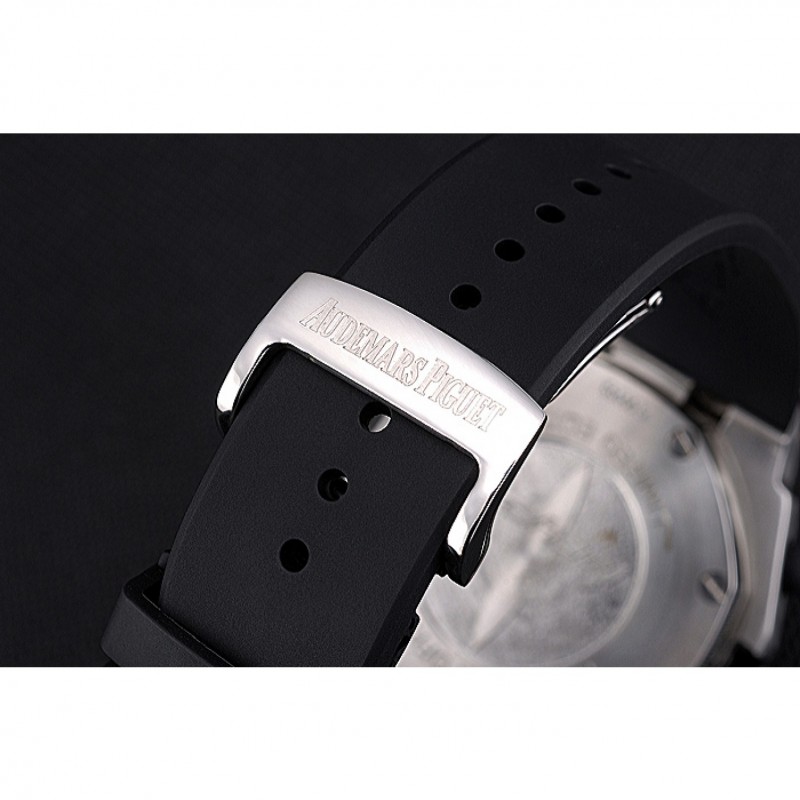 Swiss Audemars Piguet Royal Oak Chronometer Black Dial Diamond Bezel Stainless Steel Case Black Rubber Strap 622867-5