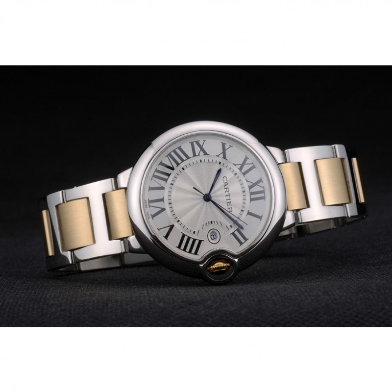 Cartier Ballon Bleu 42mm White Dial Stainless Steel Case Two Tone Gold Bracelet-3
