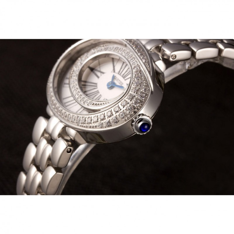 Best Cartier Baignoire Hypnose White Dial Diamonds Steel Case Steel Bracelet-6