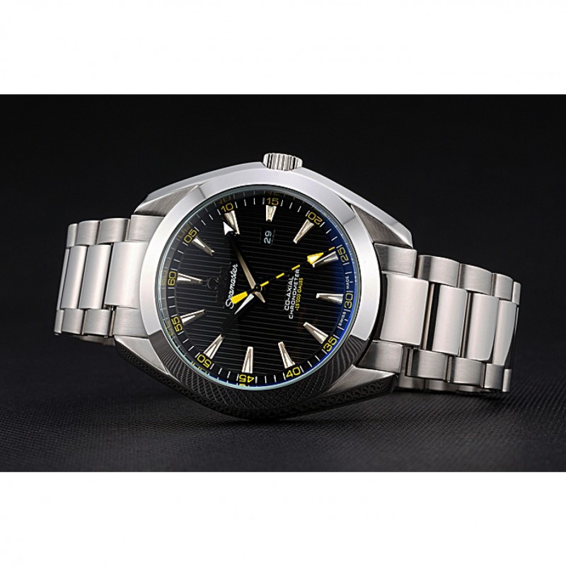 Omega Seamaster Aqua Terra Black Dial Yellow Numerals Stainless Steel Bracelet 622524-4
