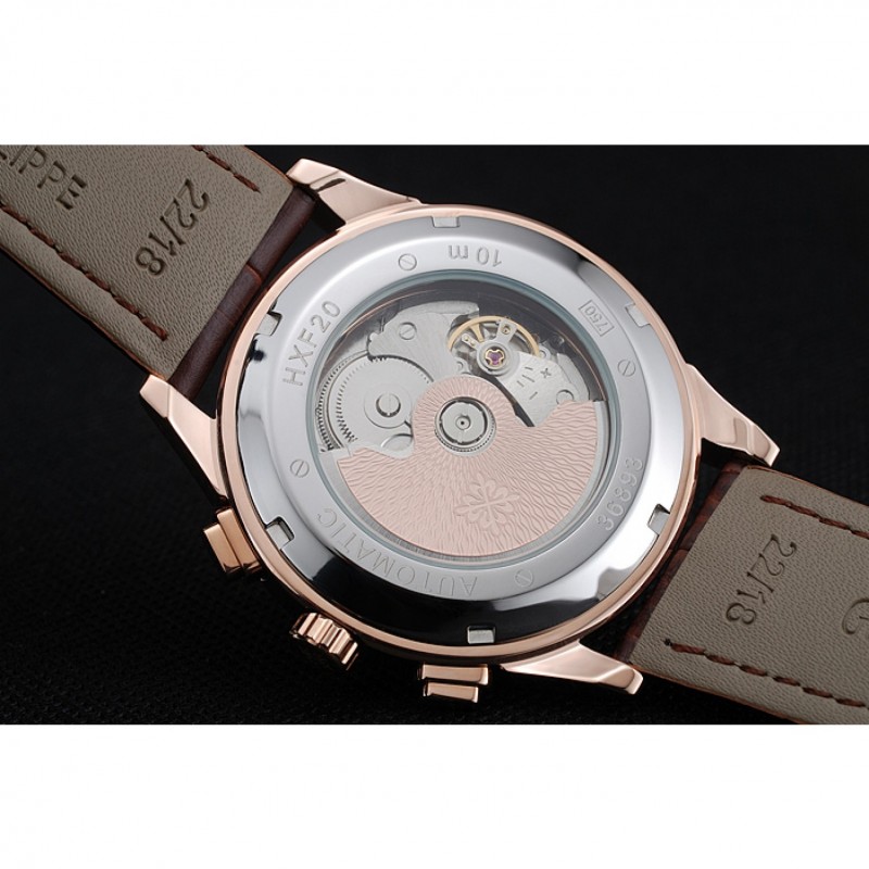 Patek Philippe Grand Complications White Dial Gold Case Brown Leather Bracelet 1454239-7