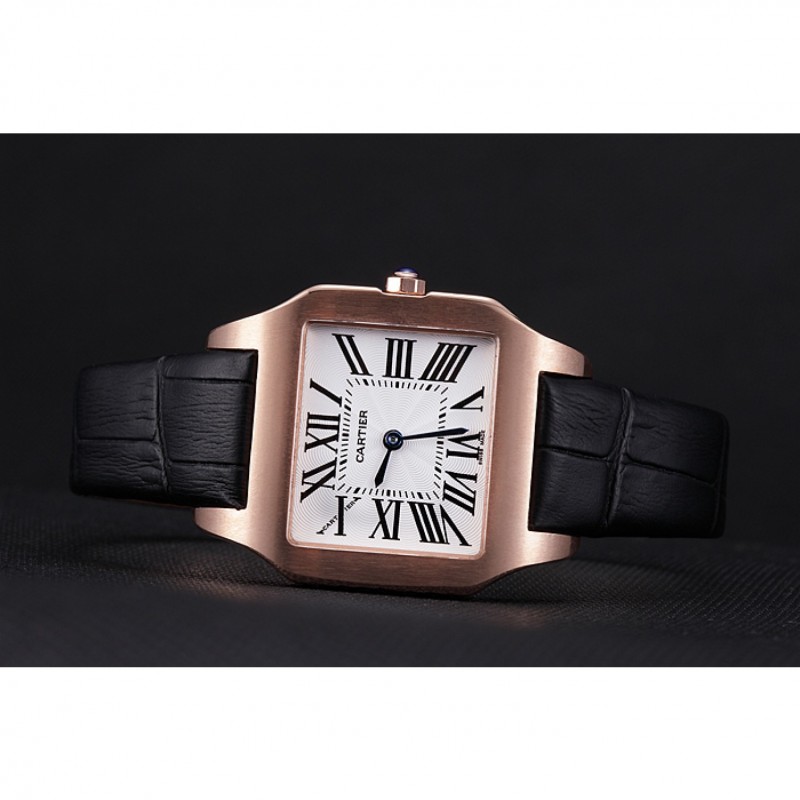 SS Replica Watches Cartier Santos 100 Polished Rose Gold Bezel 621920-4