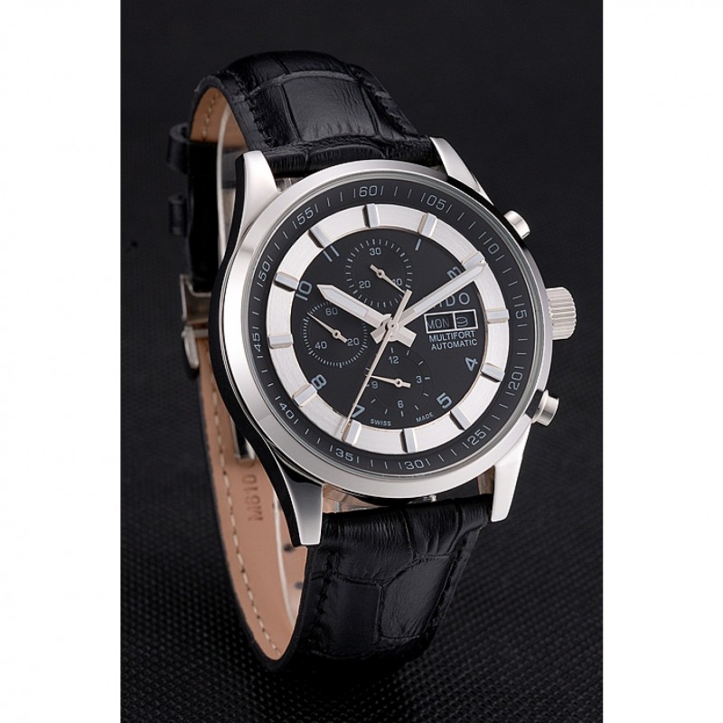 Mido Multifort Cronograph 2 Tone Dial Black Leather Strap 622184-2