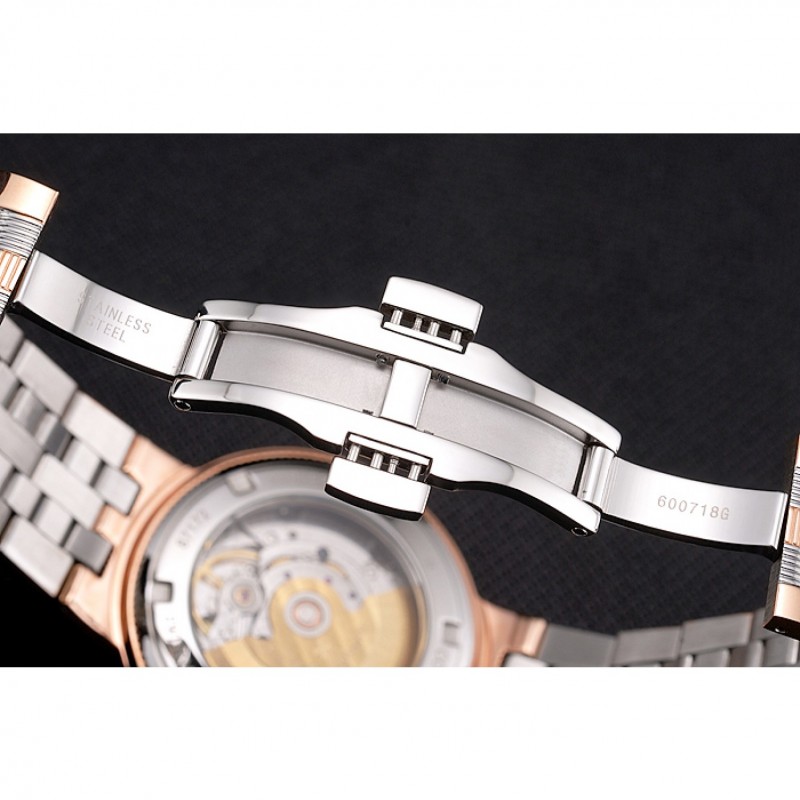 Swiss Vacheron Constantin Traditionnelle White Dial Diamond Bezel Rose Gold Case Two Tone Bracelet-6