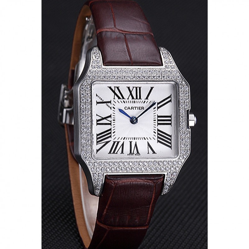 Cheap Replica Watches Cartier Santos 100 Diamond Silver Bezel 621908-2