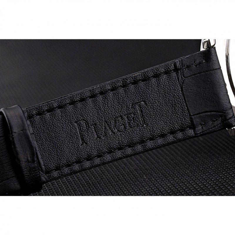 Best Replica Watches Piaget Altiplano Silver Case Black Dial Black Leather Bracelet 622629-6
