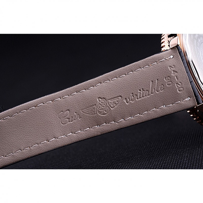 Breitling Navitimer 01 Black Dial Rose Gold Case Black Leather Bracelet 622503-6