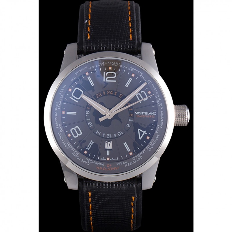 High End Replica Watches Montblanc Timewalker Hemispheres Leather Strap 621625-1