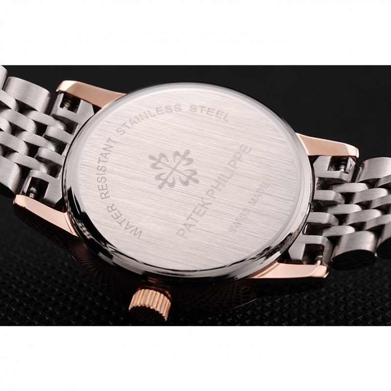 Patek Philippe Calatrava Ladies White Dial Blue Numerals Rose Gold Case Two Tone Bracelet 1453830-7