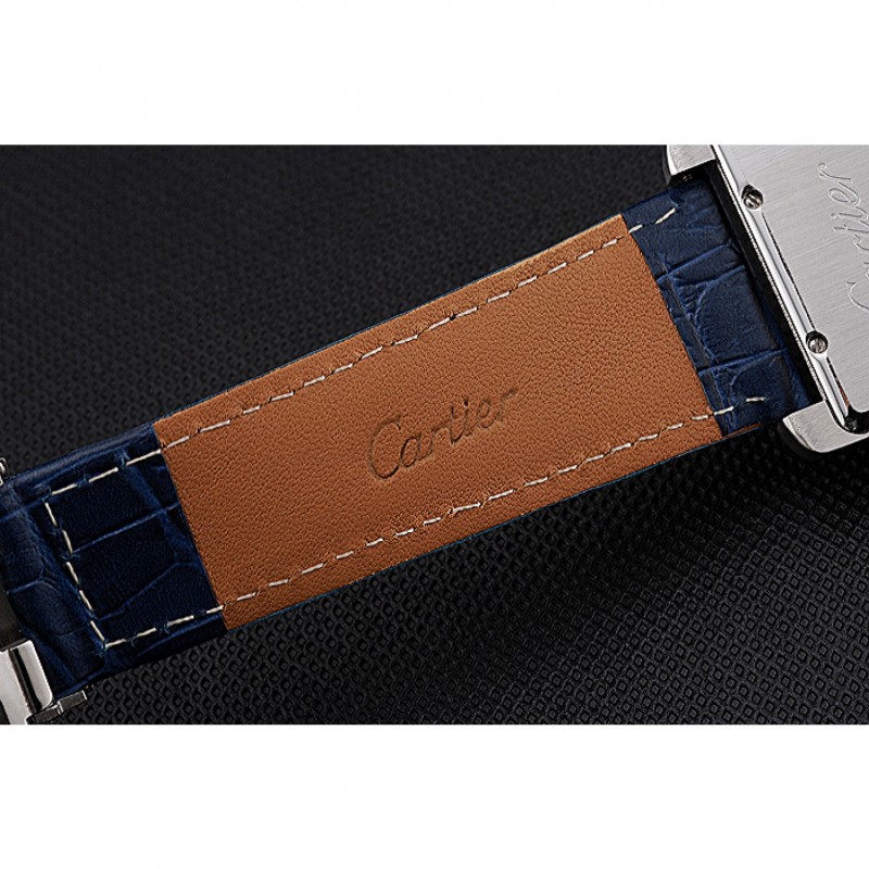 Cartier Tank MC White Dial Stainless Steel Case Blue Leather Strap 622575-6