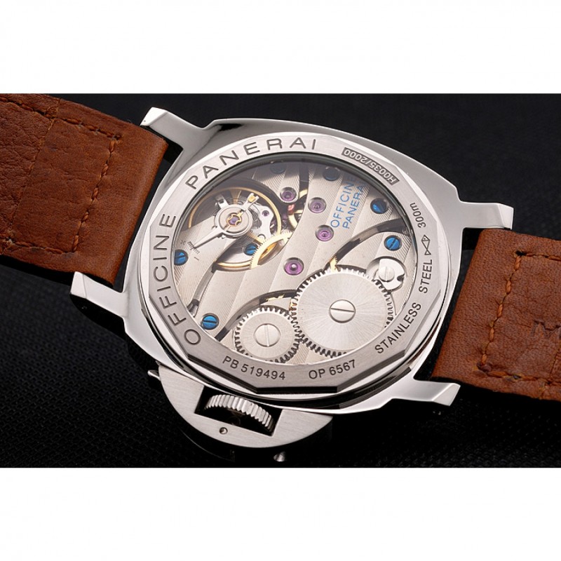 Panerai Luminor Marina Stainless Steel Bezel Brown Leather Bracelet 622313-5