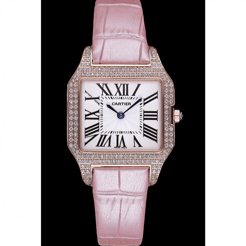 High Quality Cartier Santos 100 Diamond Rose Gold Bezel 621915-1