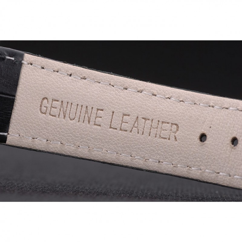 Swiss Vacheron Constantin Traditionnelle White Dial Stainless Steel Case Black Leather Bracelet-8
