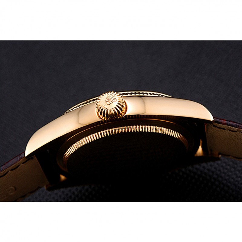 Rolex Cellini White Dial Gold Case Brown Leather Strap 622833-8