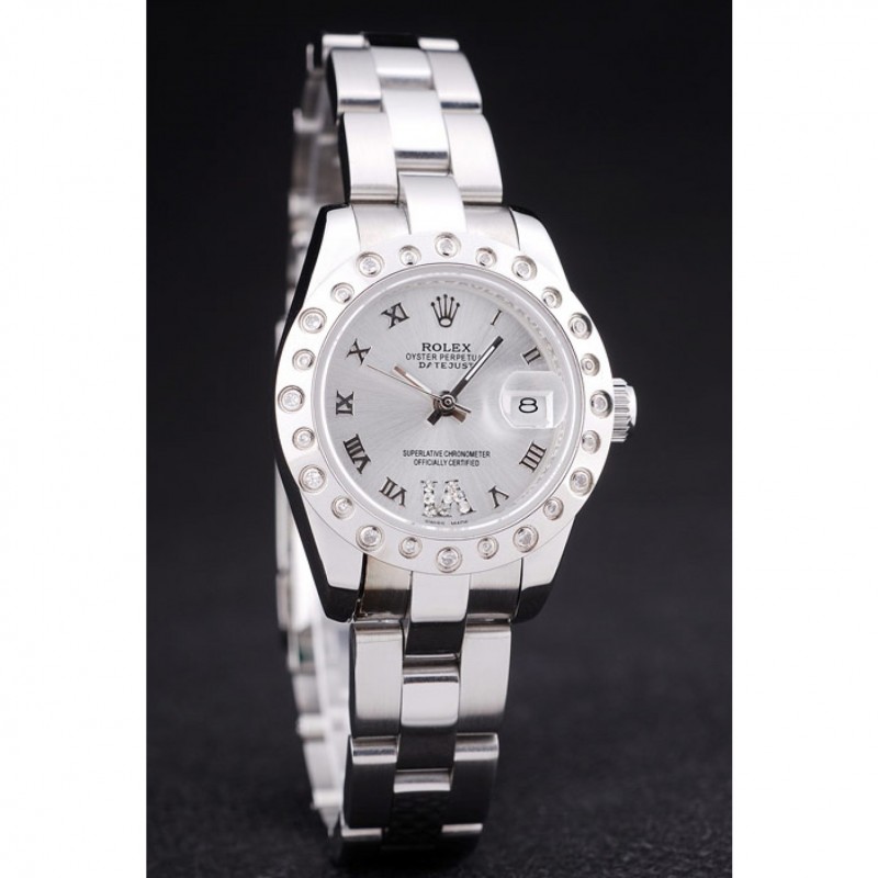 Rolex Datejust Polished Silver Diamonds Bezel Silver Dial 7474-2