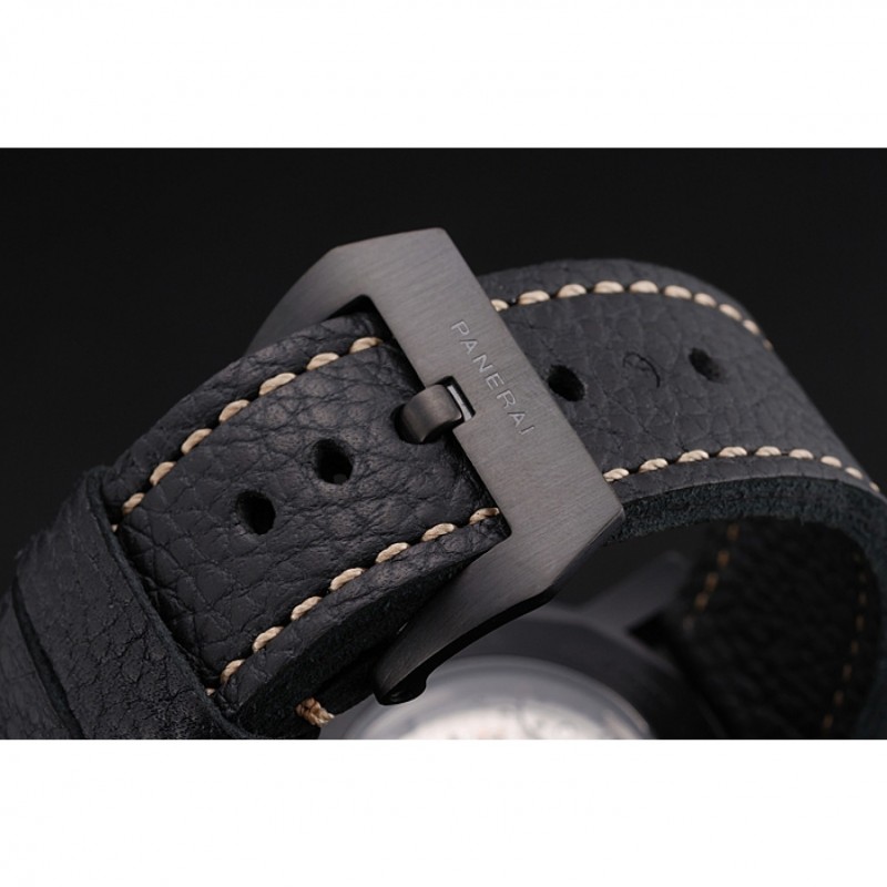 SS Panerai Luminor Submersible Black Dial Black Case Black Leather Strap-5