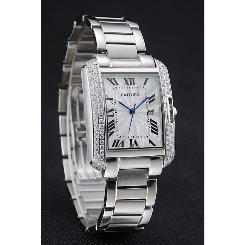 High Quality Replica Watches Cartier Tank Anglaise 30mm White Dial Diamonds Steel Case Stainless Steel Bracelet-2