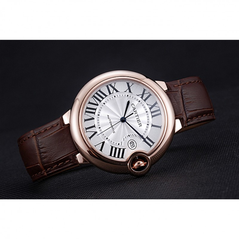 SS Replica Watches Swiss Cartier Ballon Bleu Brown Leather Bracelet 622064-3