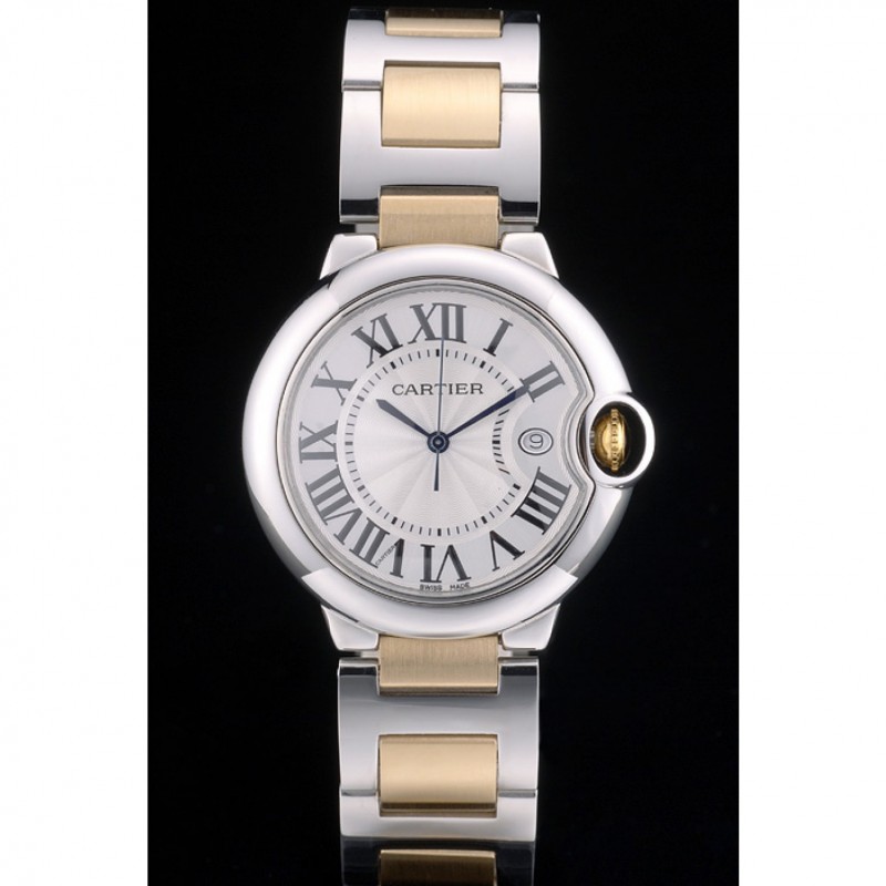 Cartier Ballon Bleu 38mm White Dial Stainless Steel Case Two Tone Gold Bracelet-1