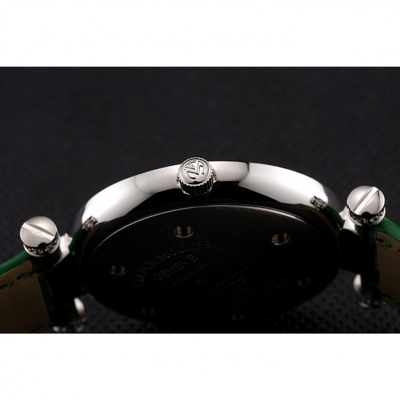 Franck Muller Double Mistery Ronde White Dial Stainless Steel Case Green Leather Strap-8