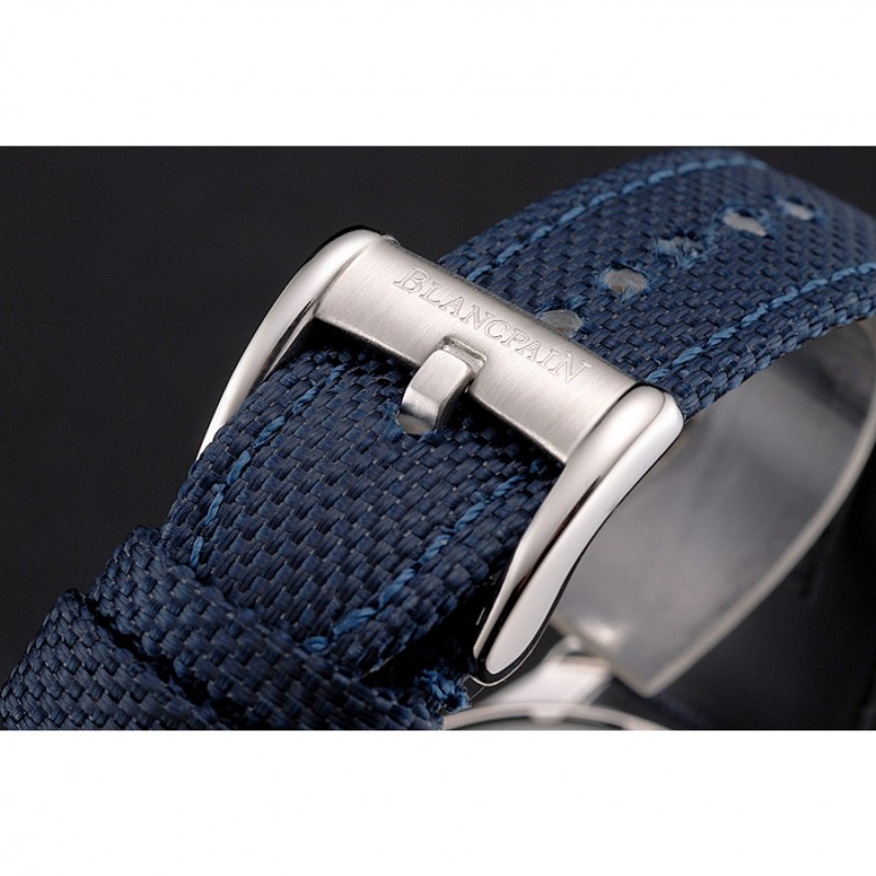 Swiss Blancpain Fifty Fathoms Flyback Chronograph Blue Dial Blue Bezel Stainless Steel Case Blue Canvas Strap-5