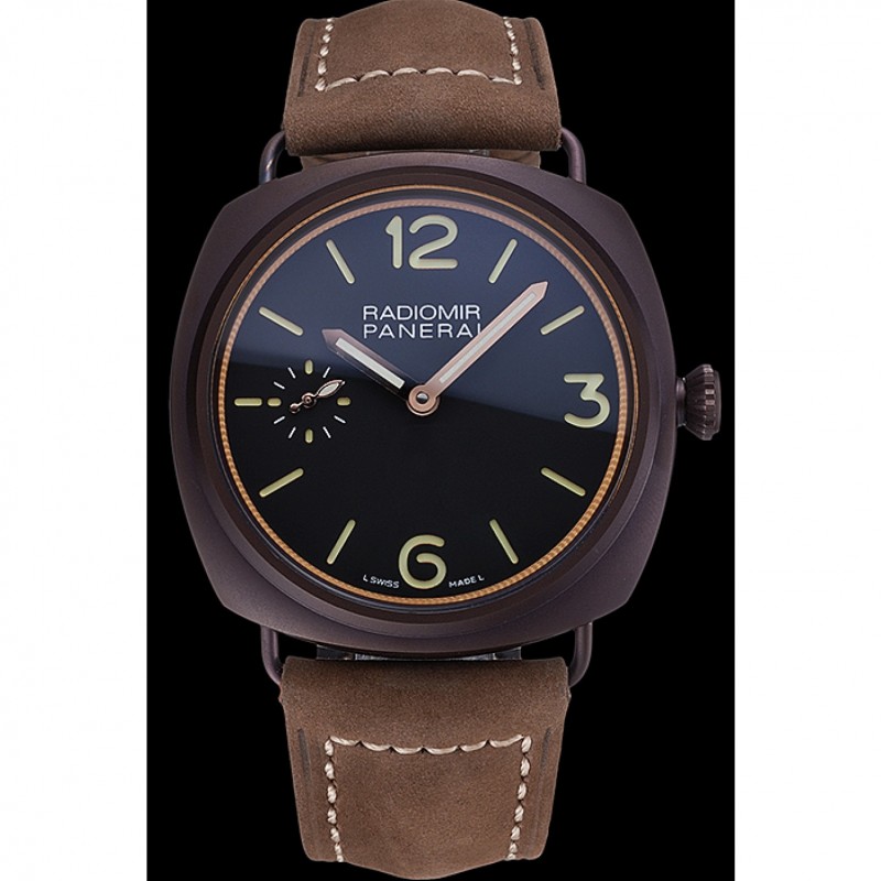 Panerai Radiomir Brown Stainless Steel Bezel Brown Leather Bracelet 622324-1