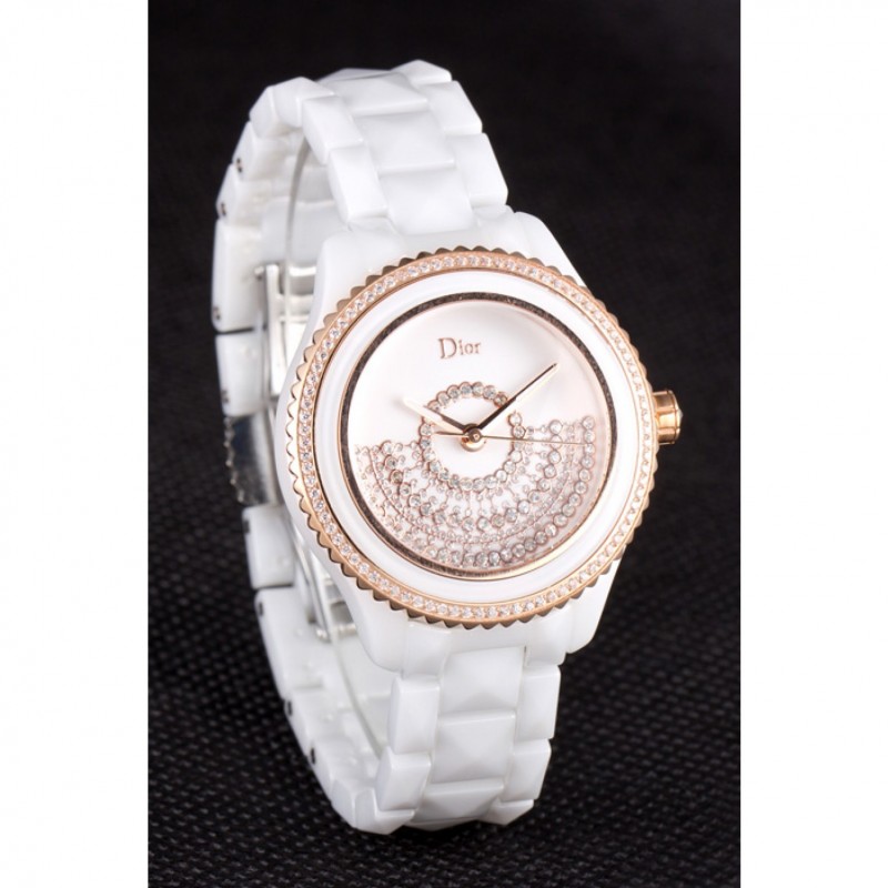 Dior VIII Grand Bal Rose Gold Bezel White Bracelet cd07 621360-2