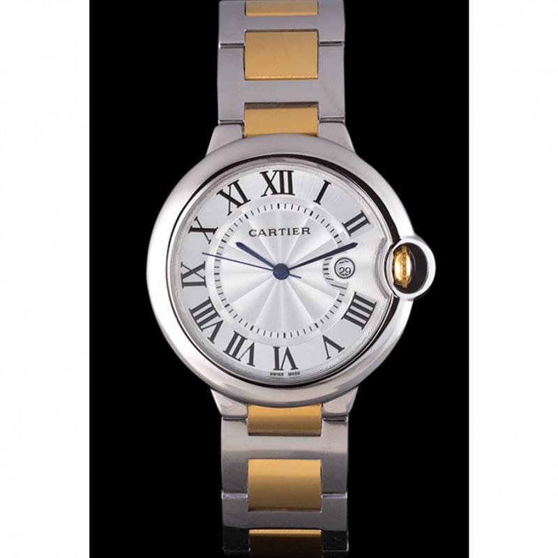 High End Replica Watches Cartier Ballon Bleu 42mm White Dial Stainless Steel Case Two Tone Bracelet-1
