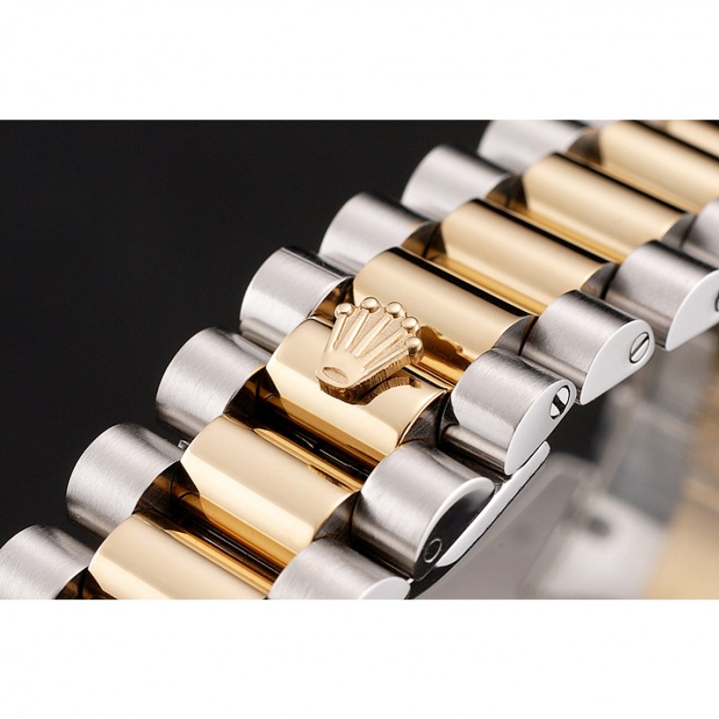 Swiss Rolex Day-Date Diamonds And Rubies Black Dial Two Tone Bracelet 1454105-5