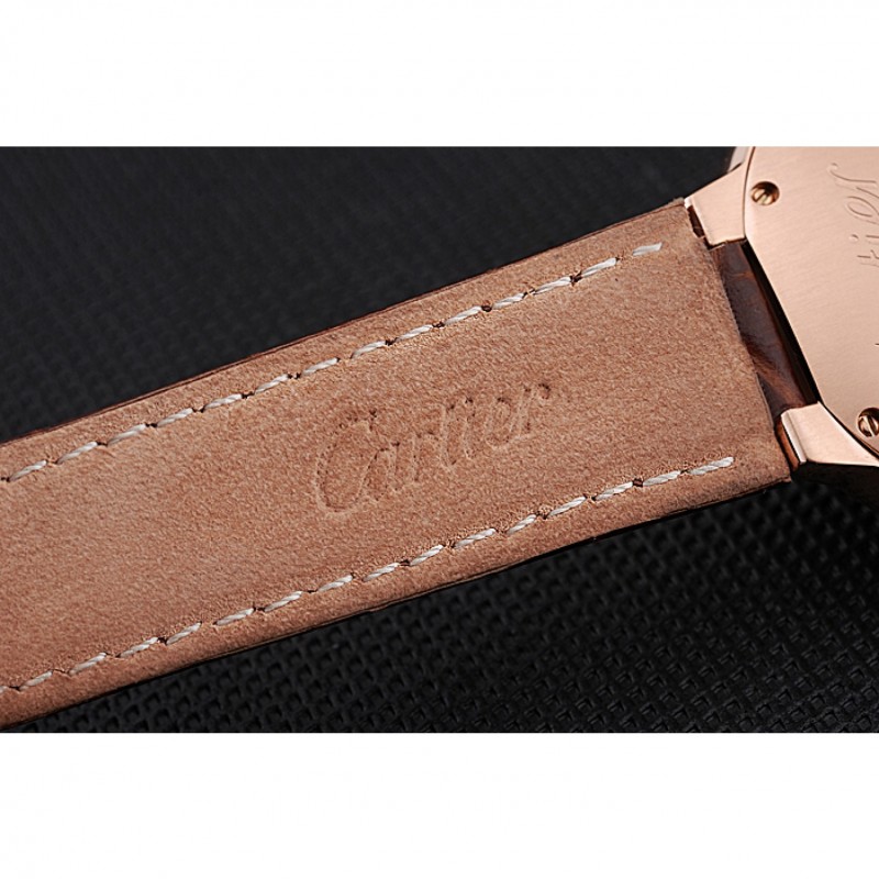 Best Replica Watches Swiss Ballon Blue De Cartier Gold Case White Dial Roman Numerals Brown Leather Bracelet 622651-7