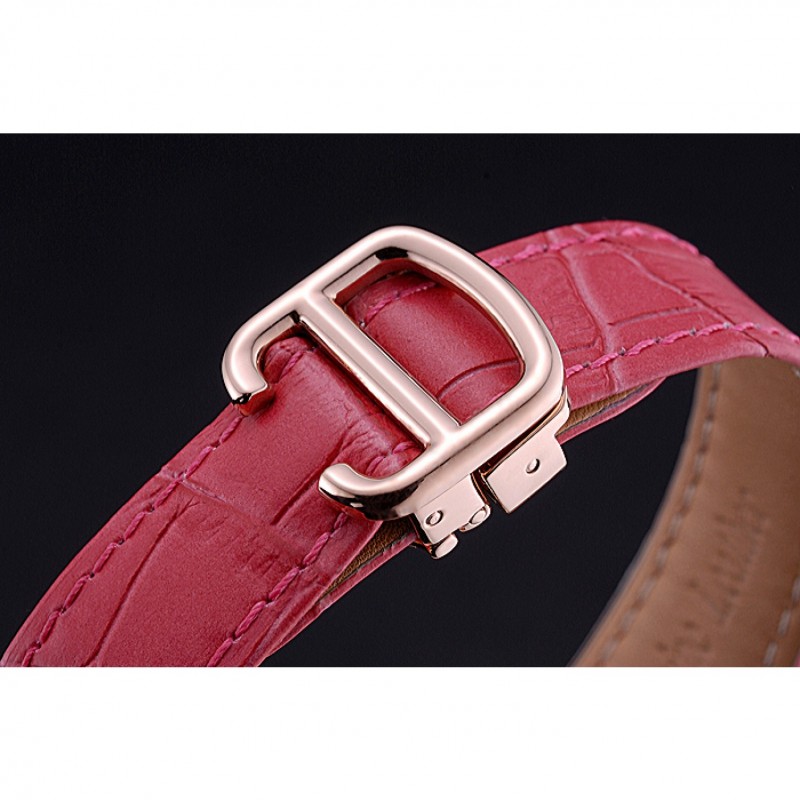 AAA Swiss Cartier Ballon Bleu de Cartier White Dial Diamonds Case Pink Leather Bracelet 622553-5