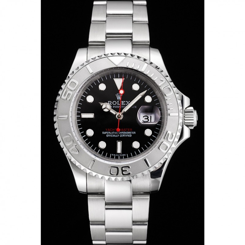 High Quality Swiss Rolex Yacht-Master Black Dial Stainless Steel Case And Bracelet-1