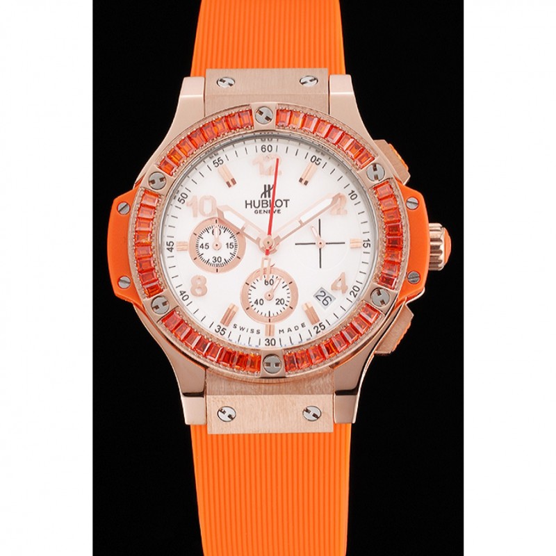 Hublot Big Bang Tutti Frutti Orange Strap Gold Dial-1