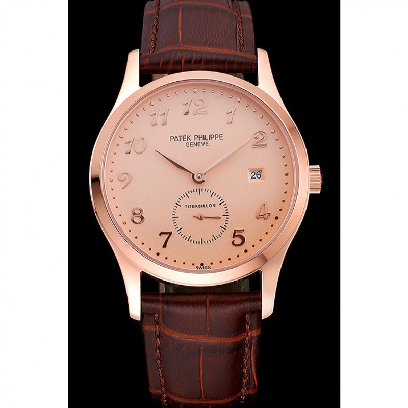 Patek Philippe Calatrava Rose Dial Rose Gold Case Brown Leather Strap 622836-1